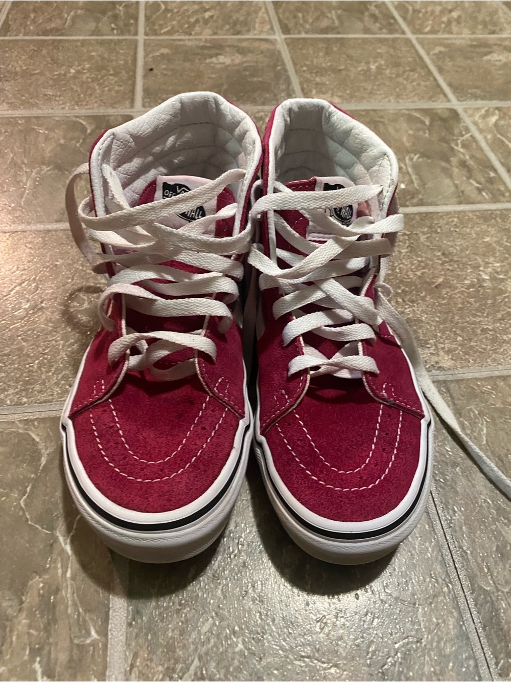 Vans Kids High-Top Sneakers in Red and White
